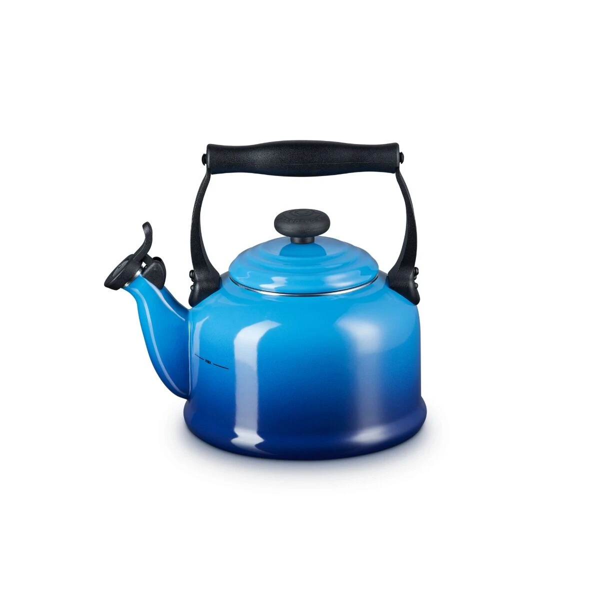 Le Creuset Tradition fluitketel 2,1 liter staal Azure Le Creuset Tradition Fluitketel 2,1 Liter Staal Azure -Beroemde Keukenseries Winkel 40102022200000