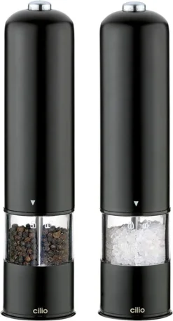 Cilio Bergamo Elektrische Peper- En Zoutmolen 22 Cm Rvs Zwart