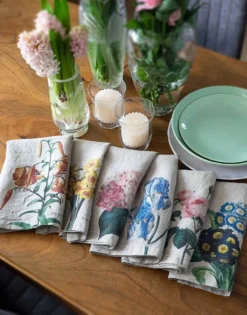 Oldenhof Garden Flowers Servet 45 X 45 Cm Linnen 6 Stuks