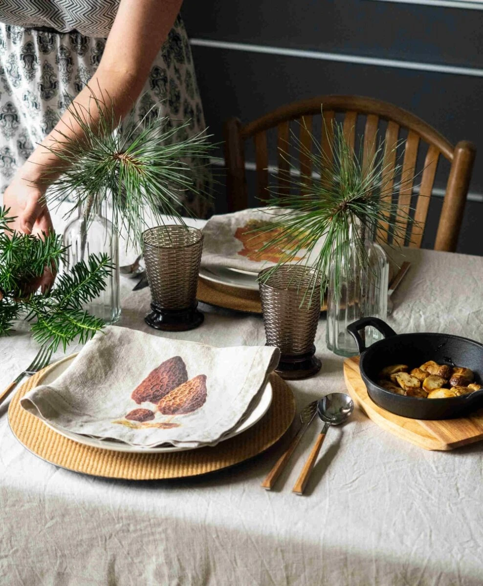 Oldenhof Mushrooms servet 45 x 45 cm linnen 6 stuks Oldenhof Mushrooms Servet 45 X 45 Cm Linnen 6 Stuks -Beroemde Keukenseries Winkel linoroom napkins mushrooms lowr3