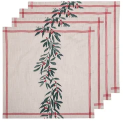 Ladelle Garland Servet 45 X 45 Cm Katoen Beige/rood 4-delig